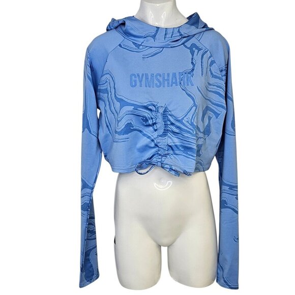 Gymshark Womens Power Hoodie, Cropped, Cinch Front, Long Sleeve, Blue, Small - Picture 1 of 7